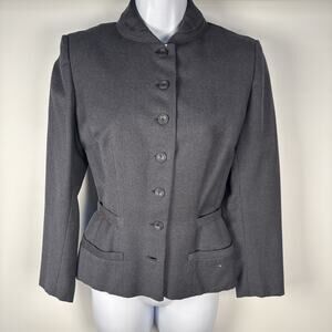 1940s Strawbridge & Clothier Wool Equestrian Jacket Belted Petite Gray XS